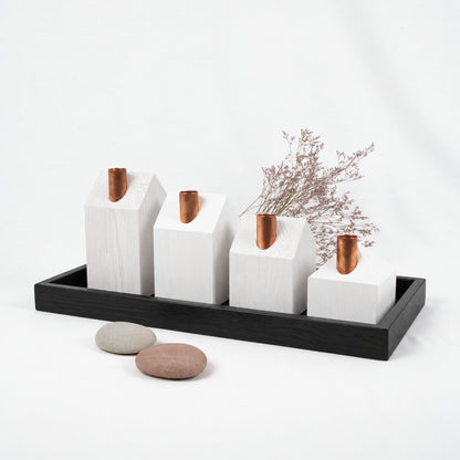 White Christmas - rectangle tray - black