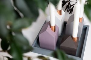Advent set Chocolate and Plum + grey square wooden tray