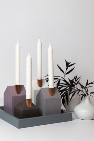 Advent set Chocolate and Plum + grey square wooden tray