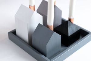 Advent set STONE + grey square wooden tray