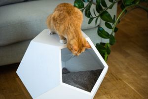 Multifunctional Polyhedron MDF veneered oak White 
