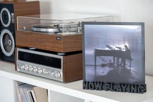 Now Playing- Free Standing Record Player Holder Black