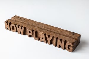 Now Playing- Free Standing Record Player Holder Walnut