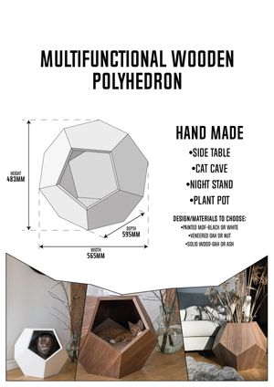 Multifunctional Polyhedron MDF veneered oak Black