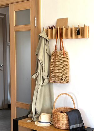 Wall Hooks Natural Oak Single Layer