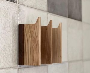 Wall Hooks Natural + Walnut Single Layer