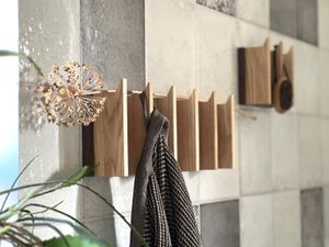Wall Hooks Natural + Walnut Single Layer